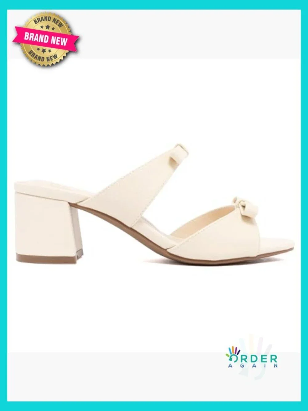 Double Band Bow Slide Sandals Block Heel Mules Wedding Guest